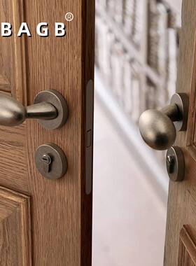 BAGB法式中古复古复古铜黄鸭蛋球57404形蛋卧灰室房门静鹅音门锁