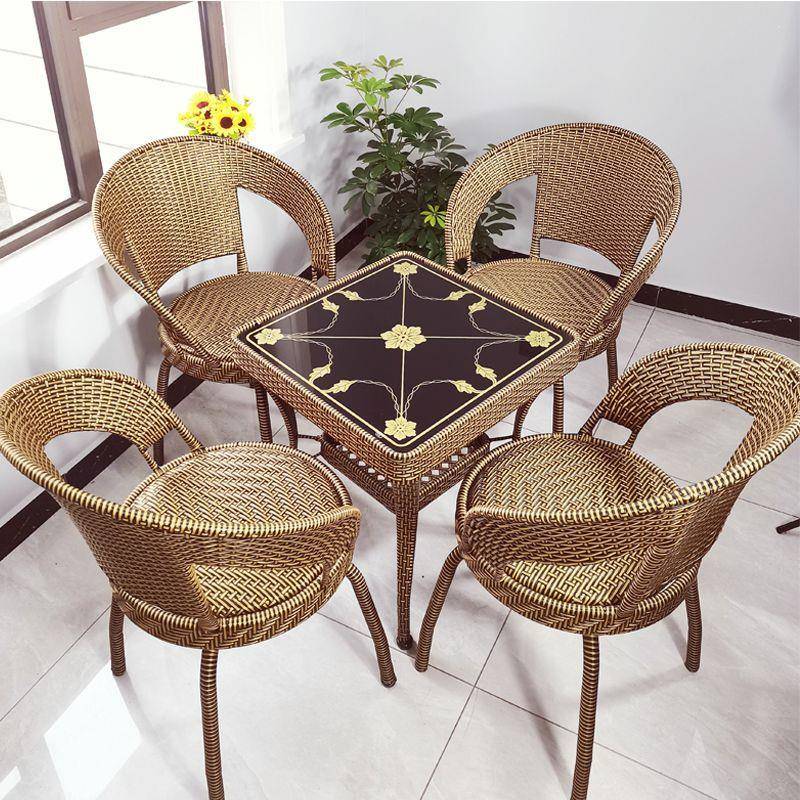 藤椅三套阳台件休无品牌/闲桌椅藤组合靠背椅小方桌转椅茶几椅子