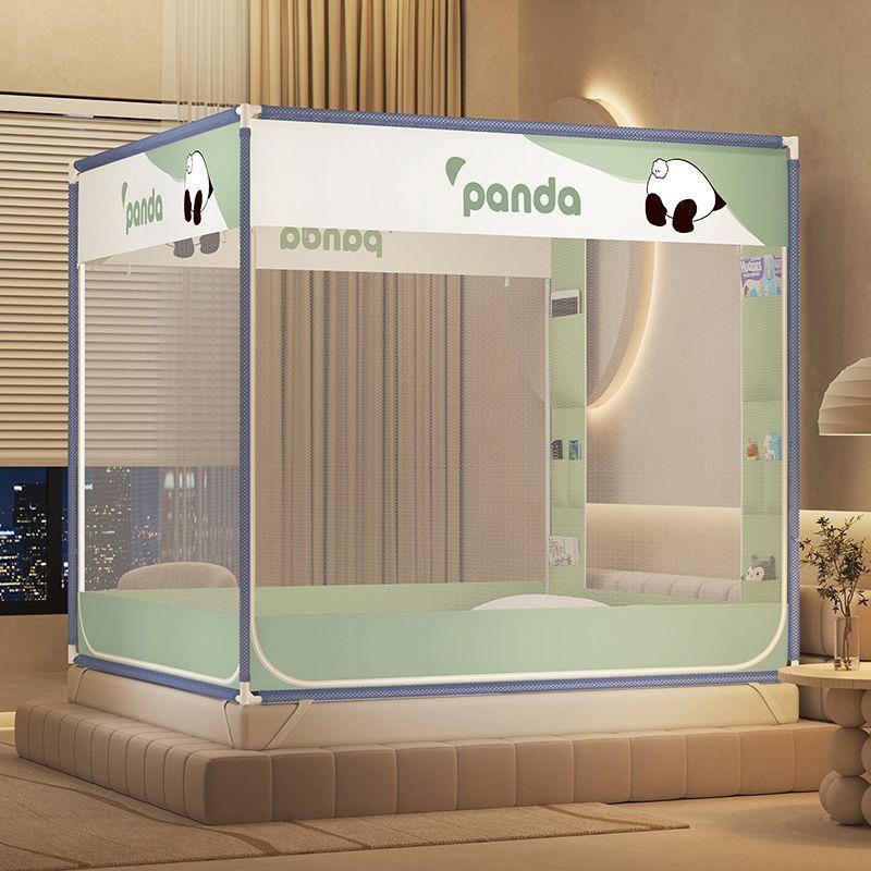 家用坐床式门拉链ODV方帐防尘遮光全底童防摔蚊三帐开儿储物袋防