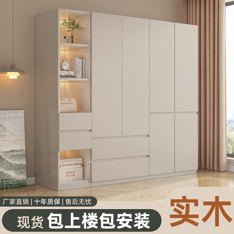 衣柜家用合卧室木大衣橱轻YAQ3bXSd奢柜子简组收纳柜现代实约免拉