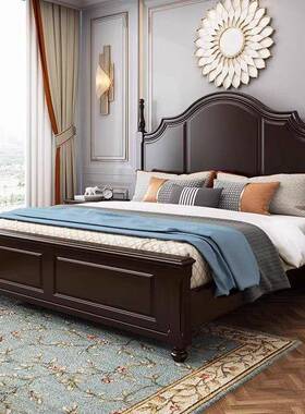 美式木床黑色主卧1.8现代简约复法式宫轻廷风床双人SIA5古床1.奢