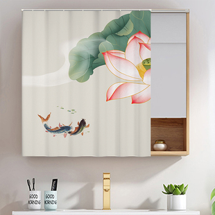 镜子遮挡帘梳妆台化妆镜防尘帘卫生间浴室落地镜遮丑免打孔拉帘布