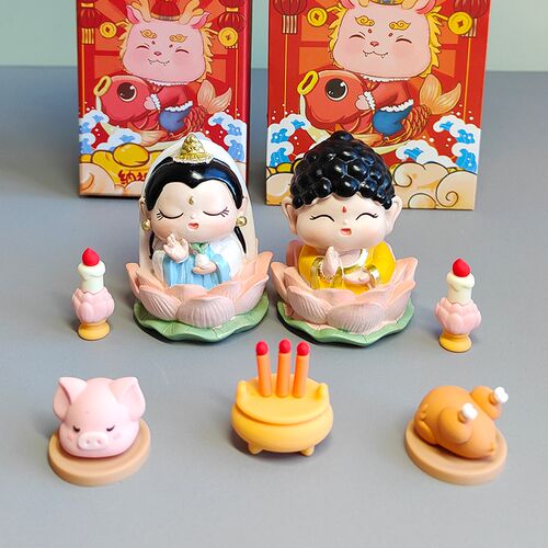 欢喜小神仙摆件创意客厅办公室桌面观音如来公仔手办车载装饰礼物