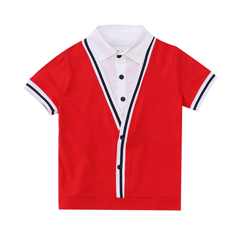 儿童短袖T恤小学生校服定制男童女童潮款幼儿园园服班服红色上衣