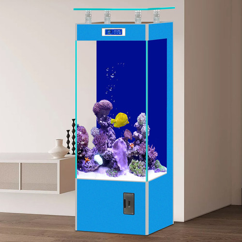 2023新款智能金晶超白玻璃鱼缸客厅家用中小型立式免换水水族箱