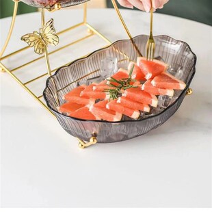 轻奢防摔北欧风格 新款 家用客厅前台水果盘多层零食糖果盆过年待客