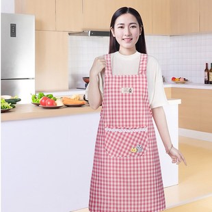 时尚简约围裙女厨房家用做饭炒菜防油污耐脏围腰工作服棉布料透气
