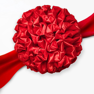 搬家红布 乔迁挂门上彩红布料光荣花表彰大红花绸子缎喜庆嫁妆车