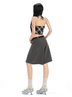 KRO夏季2025年新款设计感低腰裙裤宽松垂感七分裤显瘦阔腿裤