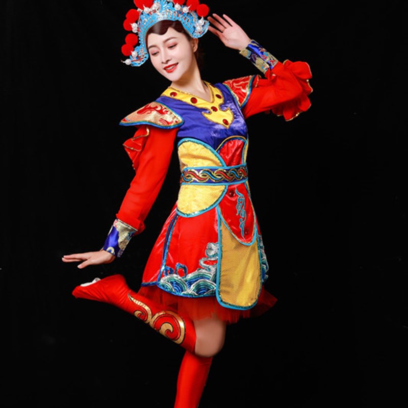 京剧服装女花旦戏服演出服民族腰鼓队中国鼓服成人鼓服中国风舞服