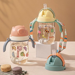 快速发货婴儿童吸管式 直饮带手柄奶瓶 学饮杯鸭嘴杯喝H水杯子