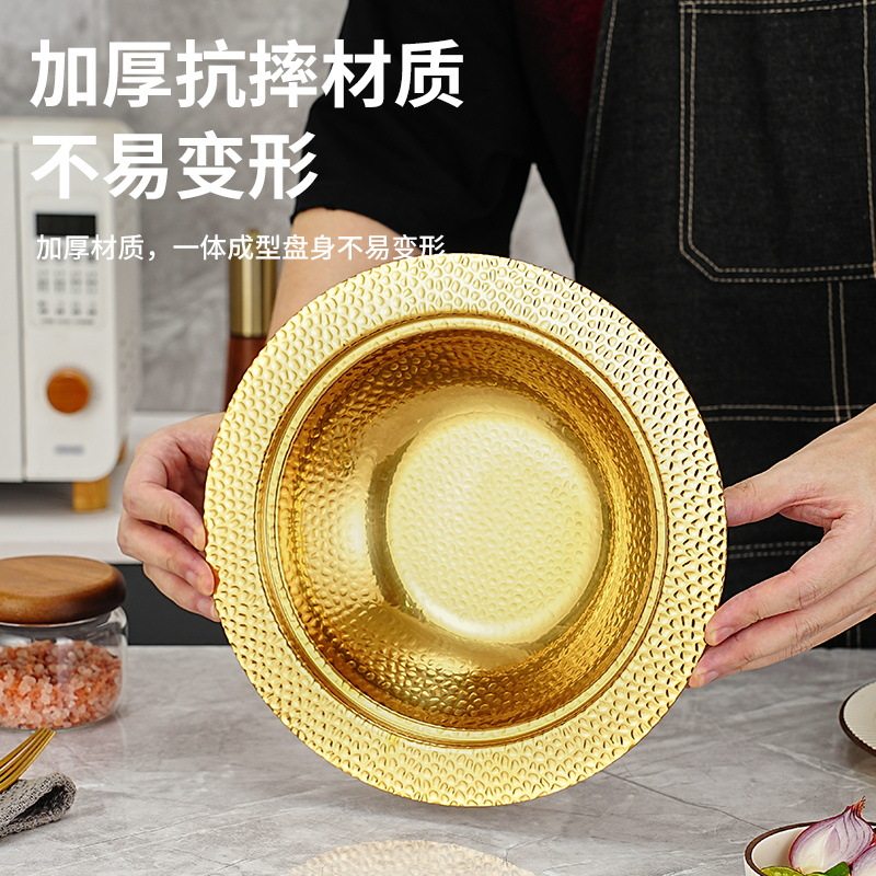 加厚不锈钢锤纹干锅家用