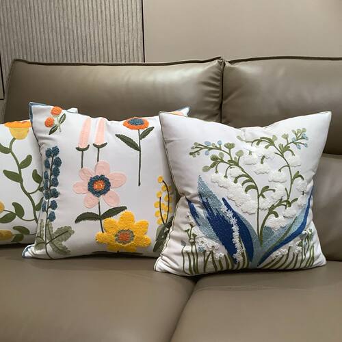 新款毛巾绣抱枕套田园风