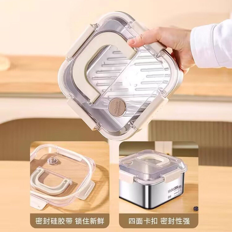 手提304不锈钢保鲜盒食品