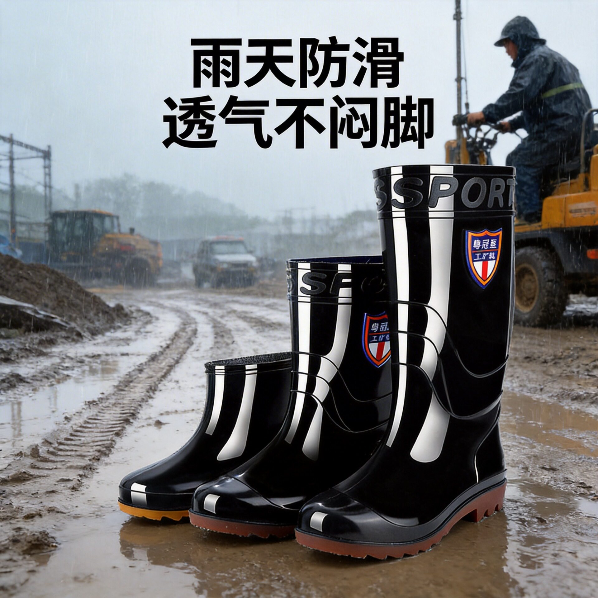 包邮加棉高筒雨靴牛筋底