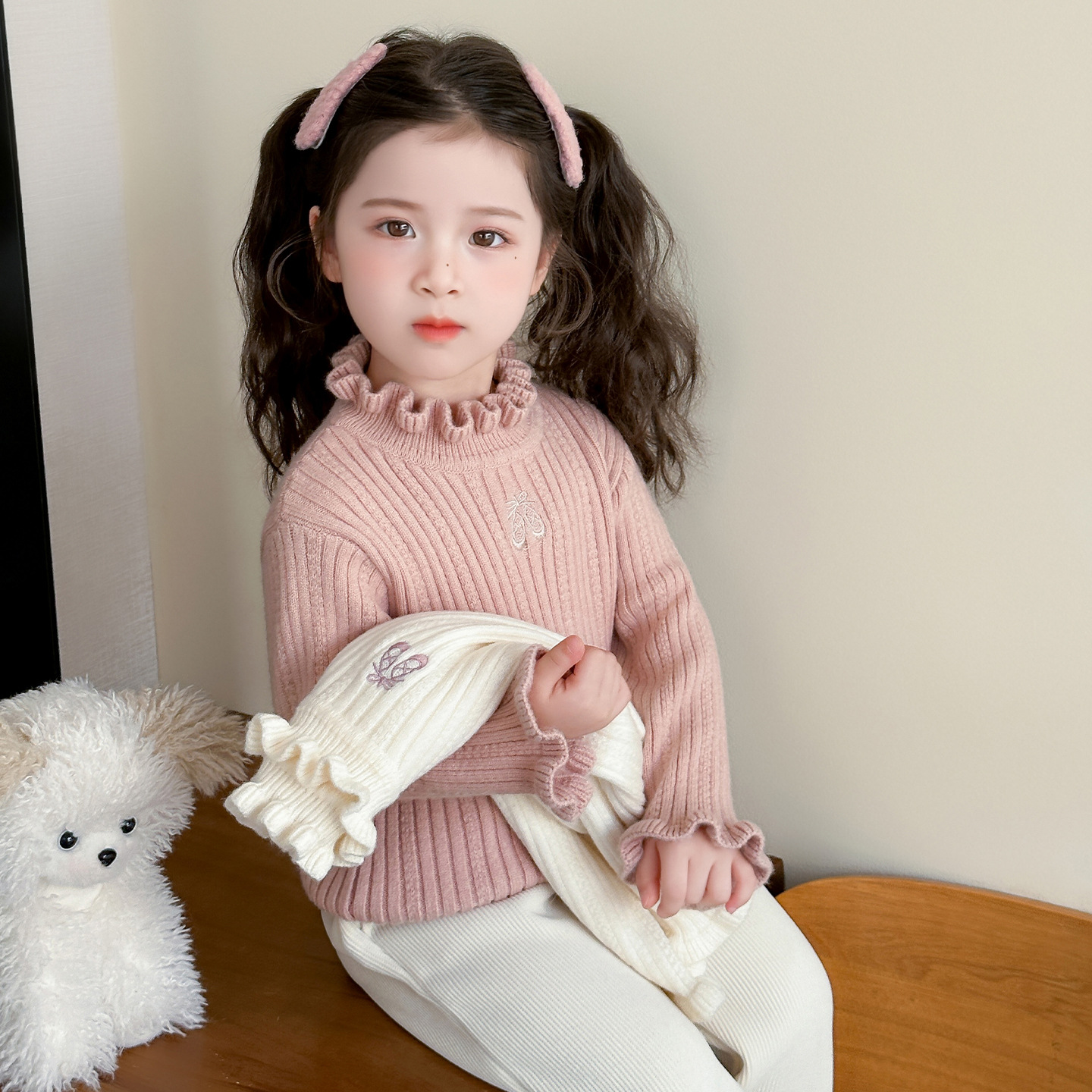 女童毛衣秋冬装2025新款宝宝洋气套头上衣儿童毛线冬季打底衫童装