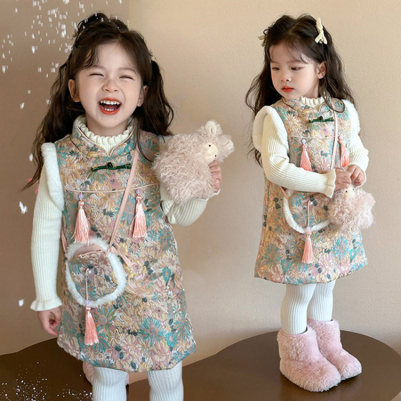 女童拜年服套装秋冬季2025新款