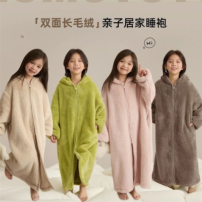 女童睡袍冬款2025新款儿童珊瑚绒