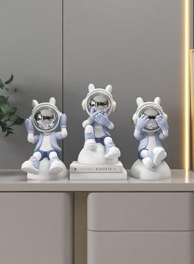 网红宇航员太空人摆件航天员不听不看不说客厅酒柜桌面装饰品工艺