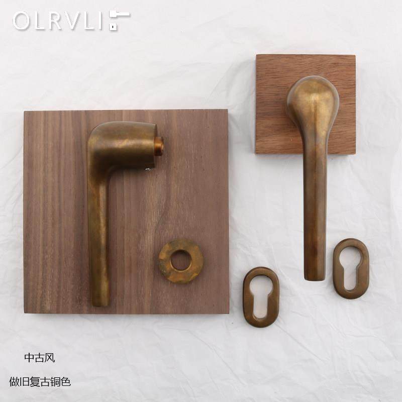 olrvli黄铜中古做旧门锁极简室内静音门锁覆古双门锁简约把手,基础建材,机械门锁,淘宝优惠券,粉丝福利购,淘宝优惠卷