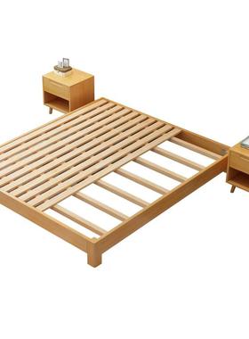 白色榻榻米床2张2.2米矮床简约现代实木双人床无床头柜架床加早餐