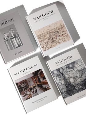 北欧简约现代样板房装饰外文真书时尚家居酒店书柜摆件英文仿真书