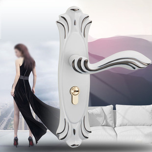 黑色简约磁吸锁静音房间木门锁家用通用型门把手锁具卫生间门执手