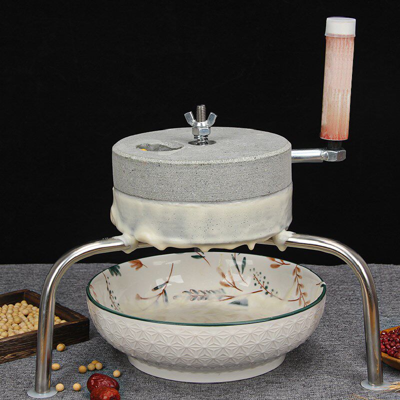 小石磨家用小型复古豆浆豆腐幼儿园手动推磨盘机老式青石磨子手工