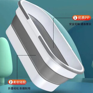 加厚长方形拖把桶家用折叠平板托水桶手提洗车多用桶拖布洗涮清桶