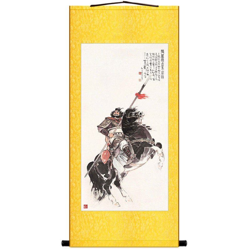 张飞画像挂图 张翼德三国五虎将人物装饰画 丝绸卷轴画挂画可定制