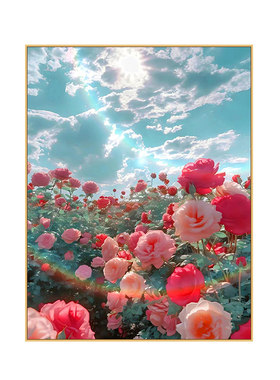 餐厅饭厅diy数字油画填充填色月季花手工手绘油彩画0基础绘画挂画