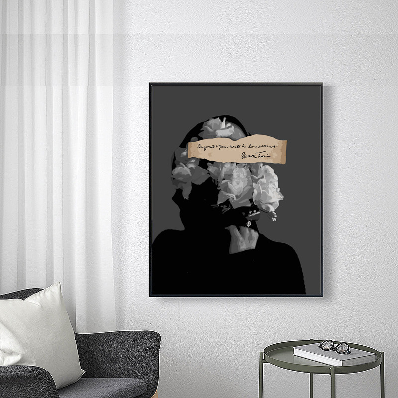 少女DIY数字油画手绘填充抽象装饰画黑色丙烯卧室油彩画减压客厅,家居饰品,DIY/数字油画,淘宝优惠券,粉丝福利购,淘宝优惠卷