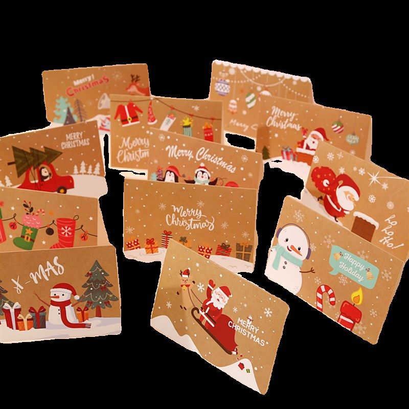 创意可爱卡通迷你小卡片圣诞节平安夜手写祝福感谢留言卡带信封