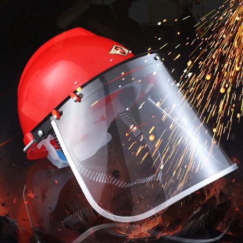 安全帽面屏透明防护面罩电焊打磨防冲击耐高温防飞溅安全防尘面具