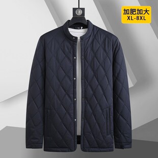 外套轻薄款 休闲棉服胖爸爸装 中老年加大立翻领高级 加肥加大码 冬季