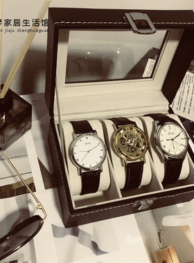 样板间衣帽间摆设男士衣柜梳妆台手表盒高端手表收纳盒手表三件套