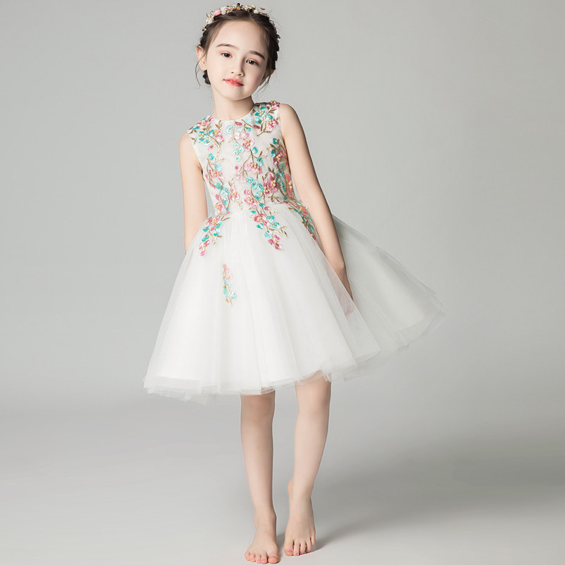 女童晚礼服公主裙儿童婚纱蓬蓬纱小花童女孩走秀表演钢琴演出服夏
