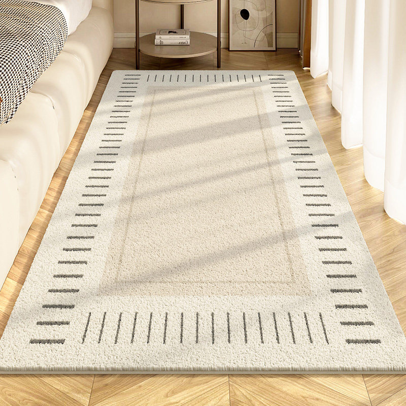 卧室床边地毯日式侘寂奶油风地垫客厅房间长条阳台飘窗垫子床边毯