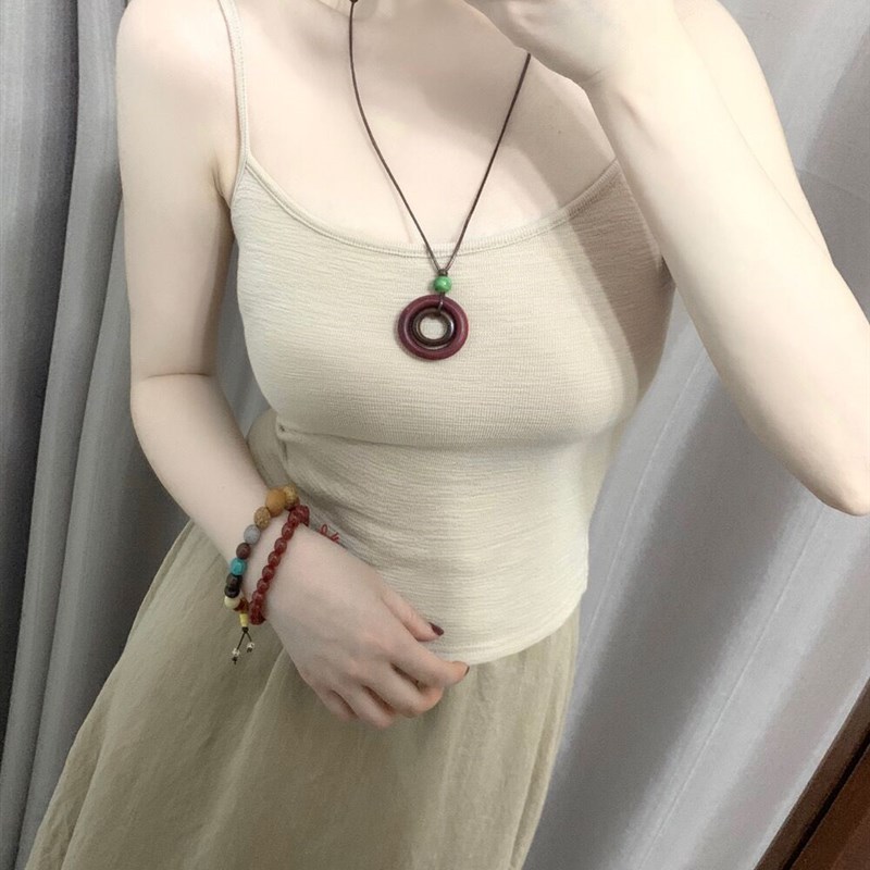 她来了复古馆夏小背心吊带打底上衣修身无袖针织性感百搭内搭女士