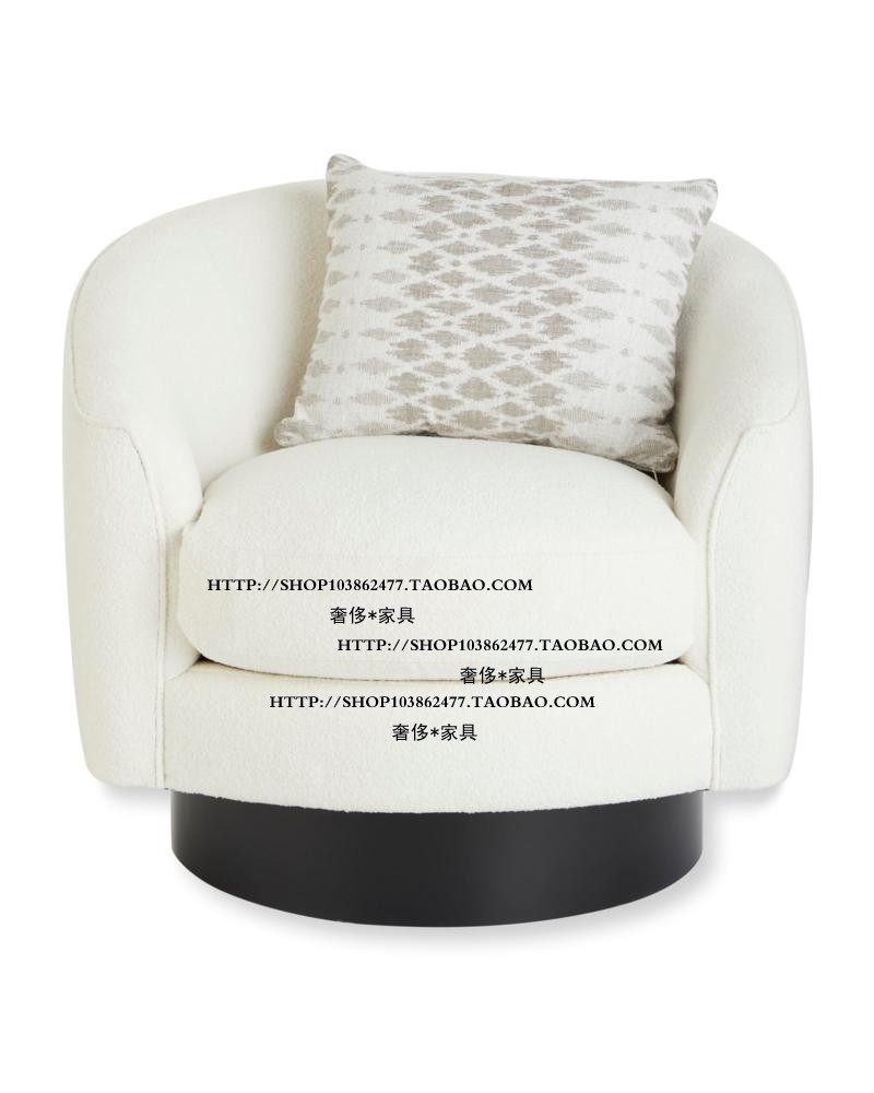 北欧美式简约实木羊羔绒布艺单人位沙发椅圈椅交椅洽谈椅可旋转,住宅家具,布艺沙发,淘宝优惠券,粉丝福利购,淘宝优惠卷