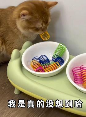 逗猫神器猫咪自嗨解闷玩具彩色塑料小弹簧逗猫棒幼猫逗猫用品耐咬