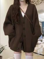 A new Korean-style chanel-style knitted sweater for women in autumn and winter, paired with a loose and laid-back collared cardigan thumbnail 5