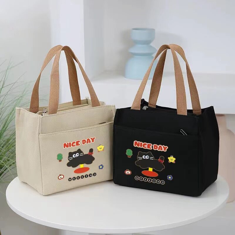 妈咪包帆布手提袋上班通勤饭盒拉链袋立体新款小巧上班手拎杂物包