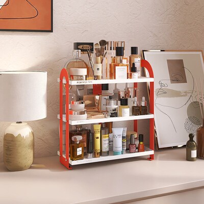 拱形化妆品置物架桌上多层口红香水收纳I架桌面护肤品三层金属架
