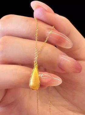 金包银古法传承拉丝水滴项链女新中式复古爱心锁骨链送女友礼物