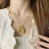 锁骨链礼物 新款 韦雪同款 金包银点钻貔貅金刚杵叠戴暴富吊坠新中式