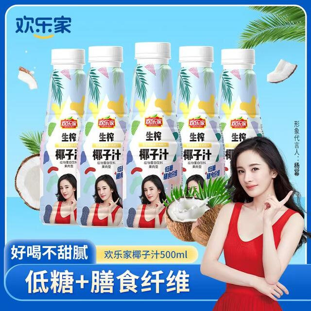 【欢乐家】低糖时尚版椰子汁500ml生榨椰汁果肉型饮料家庭版椰子