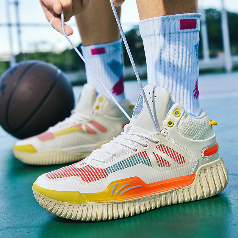 篮球鞋男女同款摩擦有声夜光球鞋青少年透气运动鞋学生体育训练鞋
