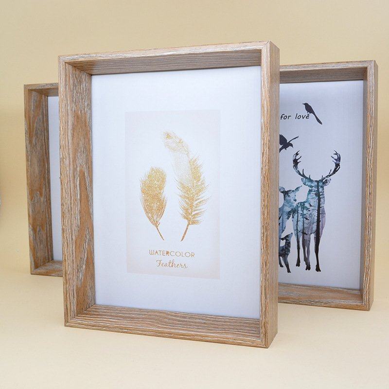 实木质相框创意摆台挂墙6 8寸相框A4木纹框 糖果色相框EC42