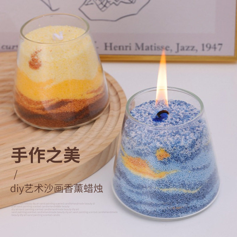 原创沙画蜡烛浪漫治愈手